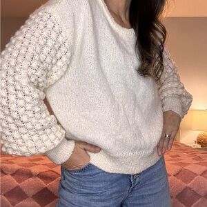 Nordstrom Melrose and Market Cream Textured Knit Sweater NEW WITH TAGS
